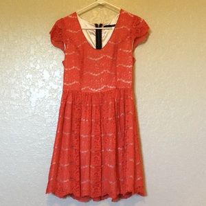 Kensie Red Lace Short Sleeved Dress